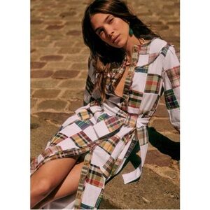 Sezane Multicolor Plaid Maxi Dress